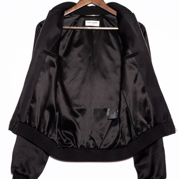 Saint Laurent Sweet Dreams Black Bomber Jacket sz44 - Picture 2 of 7